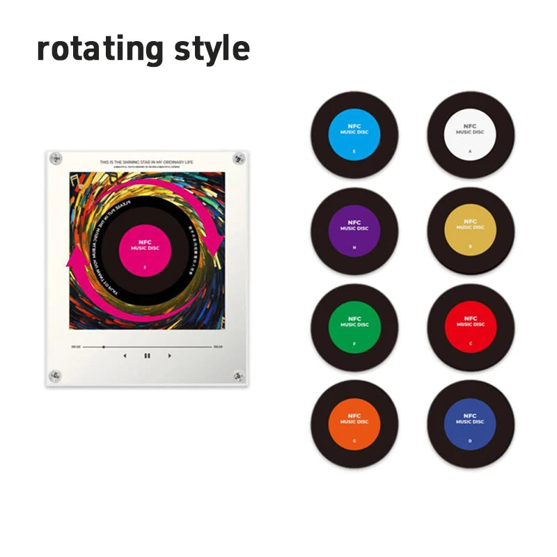 New NFC Sensing Music Player Magnetic Night Light Refrigerator Sticker DIY Acrylic Album Cover Creative Ornament Custom Speaker
