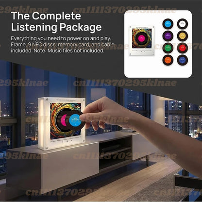 New NFC Sensing Music Player Magnetic Night Light Refrigerator Sticker DIY Acrylic Album Cover Creative Ornament Custom Speaker