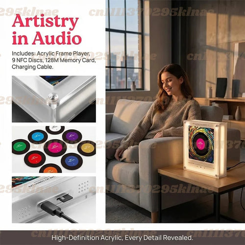 New NFC Sensing Music Player Magnetic Night Light Refrigerator Sticker DIY Acrylic Album Cover Creative Ornament Custom Speaker